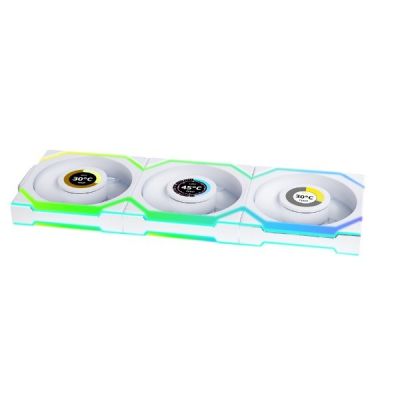 4. Lian Li LULI-100 UNI FAN SL LCD fan, ARGB, PWM, 3x, 120 mm, Wireless control via 2.4GHz controller, white