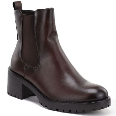 6. Women's ankle boots with a block heel, insulated, brown, Potocki SZ12742