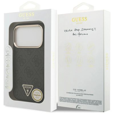 8. Guess 4G Triangle Logo MagSafe Case for iPhone 17 Pro - Black and Gold