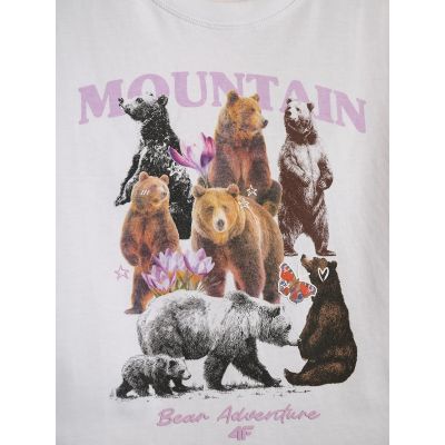 7. Girls' boxy T-shirt with print 4F 4FJKAW26TTSHF4426-10S