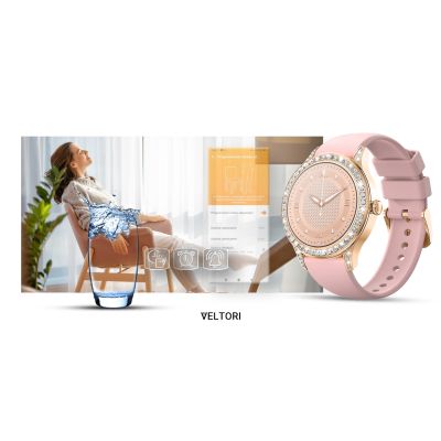11. VELTORI VT360-1 Women's Smartwatch Pink Silicone Strap