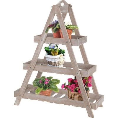 32. FOLDABLE WOODEN FLOWER STAND 3 SHELVES