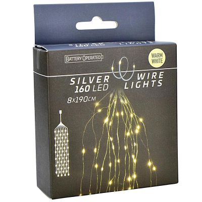 4. BATTERY-OPERATED WIRE LAMPS CASCADE 160 LED WARM WHITE TIMER