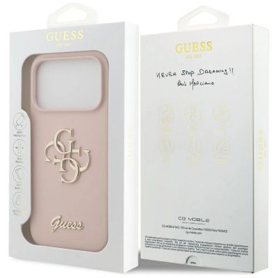 8. Guess Silicone Big 4G Script Case for iPhone 17 Pro - Pink
