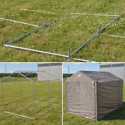 10. GARDEN GARAGE PAVILION 1.57x2.19x1.7M GRAY SASKA GARDEN