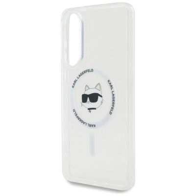 6. Karl Lagerfeld Button Choupette Head Printed Logo MagSafe Case for Samsung Galaxy S25 Edge - White