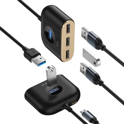 3. HUB Baseus Square USB-A to 1x USB-A 3.2 Gen 1 / 3x USB 2.0 with 1m cable - black