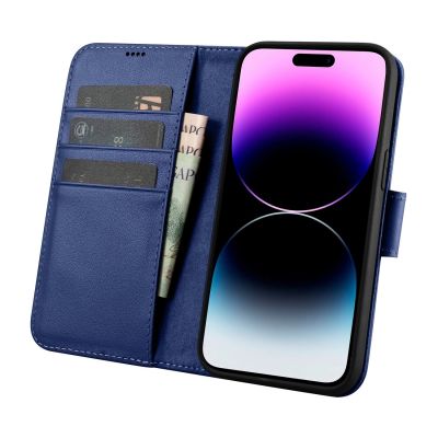 3. iCarer Wallet Case 2in1 Cover iPhone 14 Pro Leather Flip Case Anti-RFID blue (WMI14220726-BU)