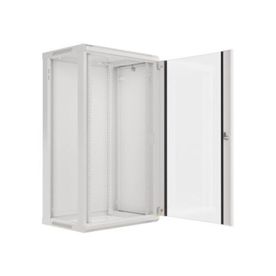 14. Lanberg WF01-6422-10S rack cabinet (22U; 1080mm / 600mm / 450mm; wall-mounted; Glass; 19''; gray)