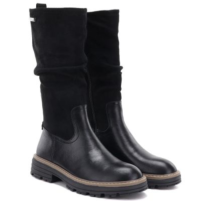 9. Women's warm, ruffled boots, black M.Daszyński SA259-