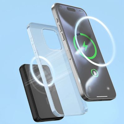 5. Dudao K14S Magnetic Power Bank 20W 5000mAh 1x USB-A 1x USB-C - Black