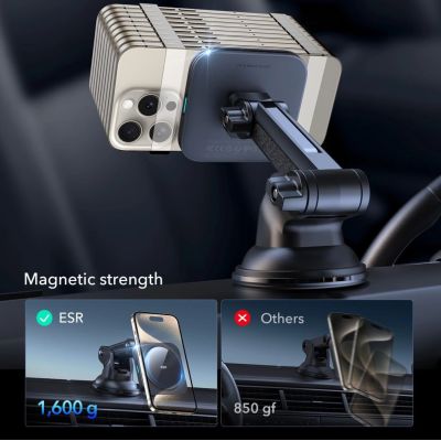 4. ESR Halolock Magnetic MagSafe QI2 15W Car Holder - Black