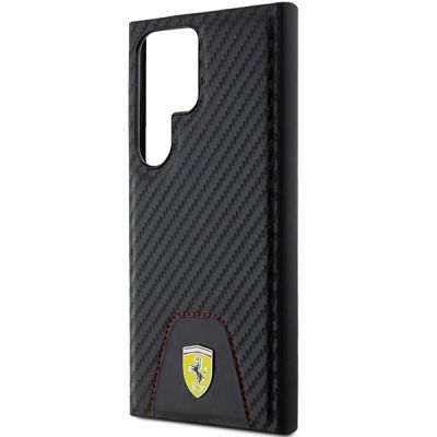 6. Ferrari Carbon Stitched Bottom case for Samsung Galaxy S24 Ultra - black