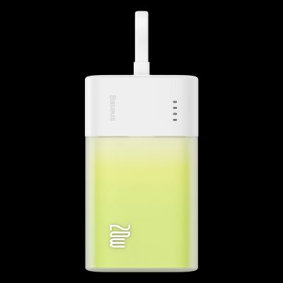 Baseus Popsicle 5200mAh 20W Powerbank with Built-in Lightning Cable (+ White Baseus Simple USB-C - USB-C 60W/20V/3A/30cm Cable) - White-Green