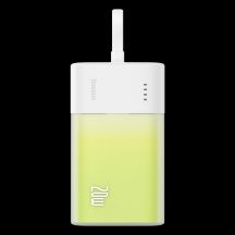 Baseus Popsicle 5200mAh 20W Powerbank with Built-in Lightning Cable (+ White Baseus Simple USB-C - USB-C 60W/20V/3A/30cm Cable) - White-Green