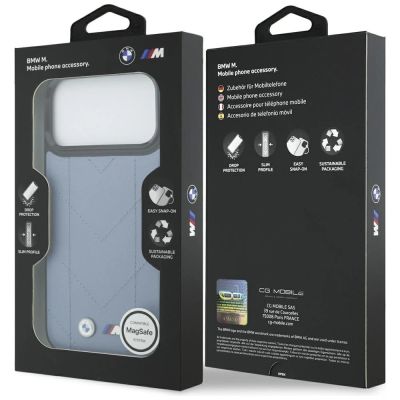8. BMW M Quilted Logo MagSafe Case for iPhone 17 Pro Max - Blue