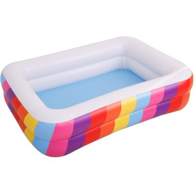 FAMILY INFLATABLE POOL RECTANGULAR 2-RING RAINBOW 195x140x47CM 51470