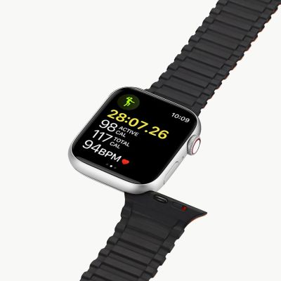 9. Dux Ducis Strap (Armor Version) Apple Watch SE Strap, 9, 8, 7, 6, 5, 4, 3, 2, 1 (41, 40, 38 mm) Silicone Magnetic Band Bracelet Black/Orange