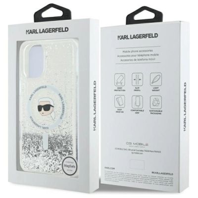 8. Karl Lagerfeld Liquid Glitter Karl Head Magsafe Case for iPhone 16 Plus - Clear
