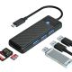 2. Orico PAPW3AT-C3 USB Hub 4-port 3x USB-A 3.0 with microSD/SD card reader 0.15 m - black
