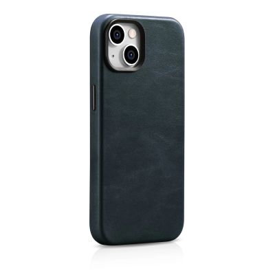 5. iCarer Oil Wax Premium Leather Case iPhone 14 Plus Magnetic Leather Case with MagSafe Dark Blue (WMI14220703-BU)