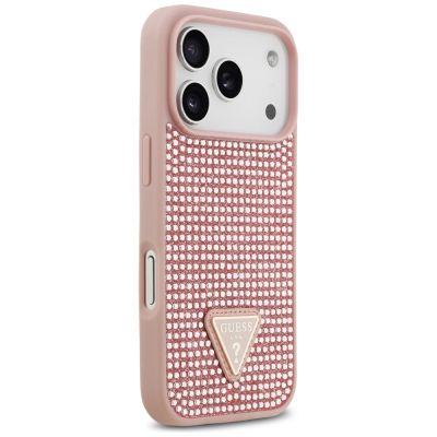 4. Guess Rhinestone Triangle Logo iPhone 17 Pro Case - Pink