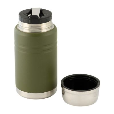 4. M-TAC Olive stainless steel lunch thermos with spoon, capacity 750 ml.