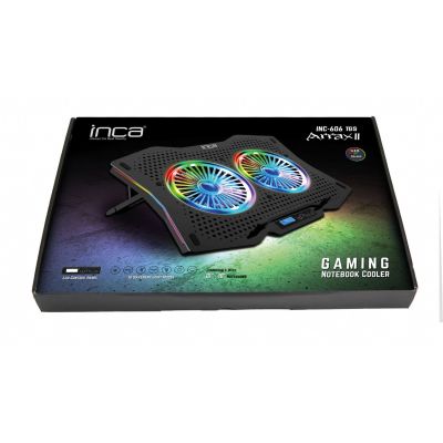 4. INCA Notebook Kühler 2x 115x15mm Lighter/RGB/1200RPM/2xUSB sw retail