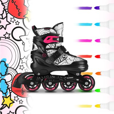 2. NH10907 4in1 ROLLER SKATES WITH EXTENDED HOCKEY BLADES TINTS PINK SIZE L (39-42) NILS EXTREME