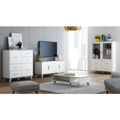 6. LOTTA 110 coffee table, white + sonoma oak