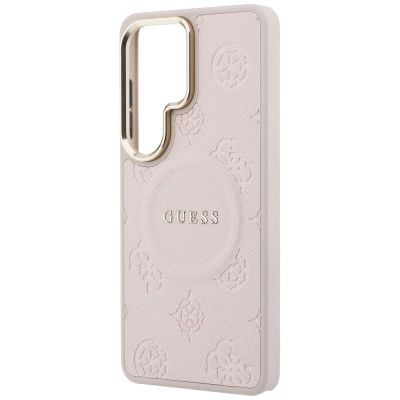 6. Guess Saffiano Peony Embossed Ring MagSafe Case for Samsung Galaxy S26 Ultra - Pink
