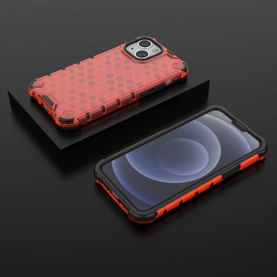 13. Honeycomb Case armor cover with TPU Bumper for iPhone 13 mini red