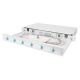 8. FO patch panel with equipment 19'' 1U, 6x LC dx, OM3, pigtails, adapters, trays, sliding, gray