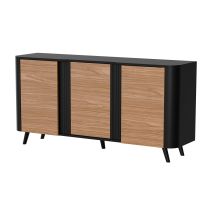VOLARE chest of drawers 151x39x75 black/walnut