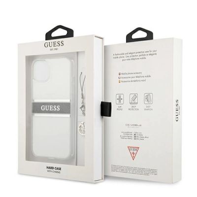 8. Guess GUHCP13SKB4GGR iPhone 13 mini 5.4" Transparent hardcase 4G Gray Strap Charm