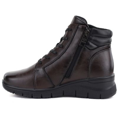 7. Women's brown leather wedge ankle boots Vinceza 39963
