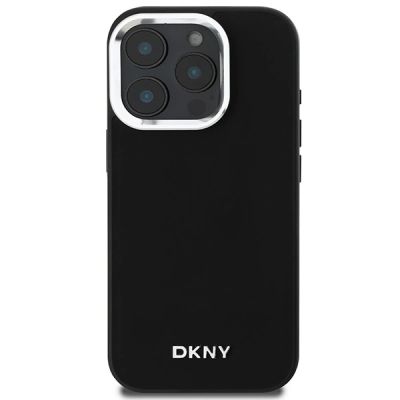 3. DKNY Plain Silver Logo MagSafe iPhone 16 Pro Max Case - Black