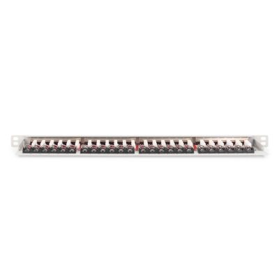 28. High density patch panel 19'' 24x RJ45, LSA level, cat.6A, shielded, 0.5U, gray, cable guide