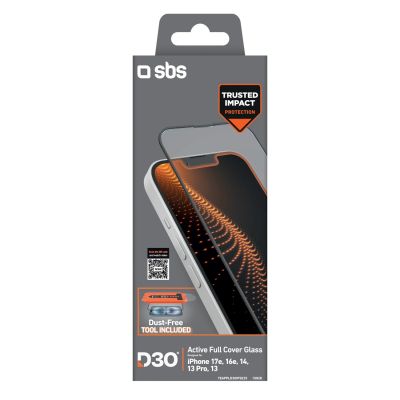 2. SBS D3O Tempered Glass for iPhone 13/13 Pro/14/16e/17e with Applicator