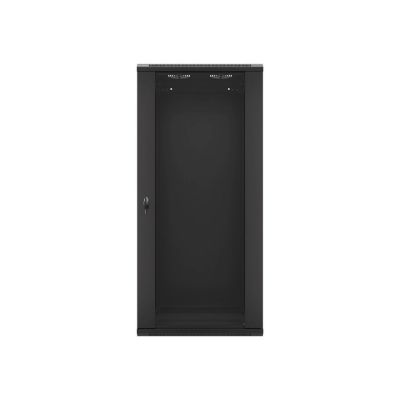 12. Lanberg WF01-6427-10B single-section cabinet (27U; 1300mm / 600mm / 450 mm; wall-mounted; Glass; 19''; black)