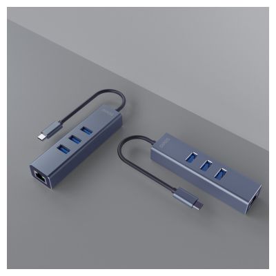 3. SAVIO AK-57 3-PORT USB-C HUB WITH RJ-45 ADAPTER