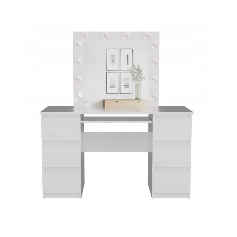 2. KUBA DESK SET, MATTE WHITE + MARINA MIRROR