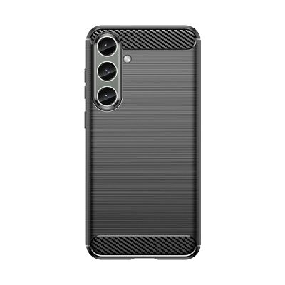 4. Case for Carbon Case Samsung Galaxy S24+ flexible silicone carbon cover - black