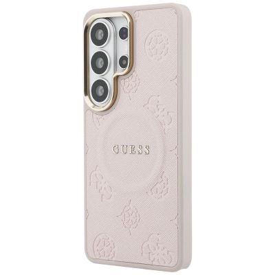 2. Guess Saffiano Peony Embossed Ring MagSafe Case for Samsung Galaxy S26 Ultra - Pink