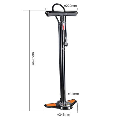 2. Rockbros GP6532B Floor Pump with Pressure Gauge - Black and Orange