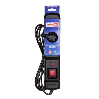 3. Activejet COMBO surge protector strip 3gb/5m/cz (10A; 2300W) 5m; black