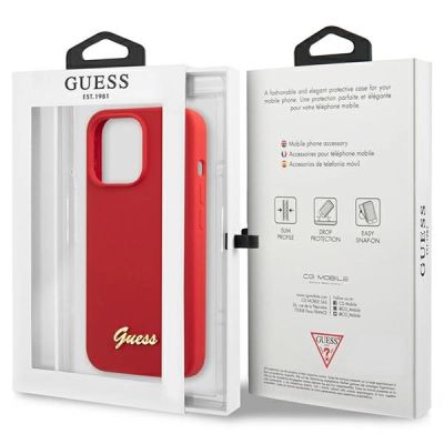8. Guess GUHCP13XLSLMGRE iPhone 13 Pro Max 6.7" red/burgundy hard case Silicone Vintage Gold Logo