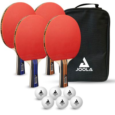 JOOLA FAMILY TABLE TENNIS SET 4 COMPETITION RACKETS 6 ADVANCED BALLS