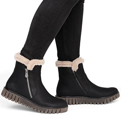 12. Women's insulated black ankle boots Rieker Y3481-01