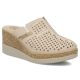 Leather wedge sandals with closed heel, beige, Filippo DK6818